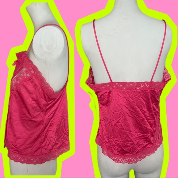 Vintage Hot Pink Sheer Lace Cami - Picture 3 of 7